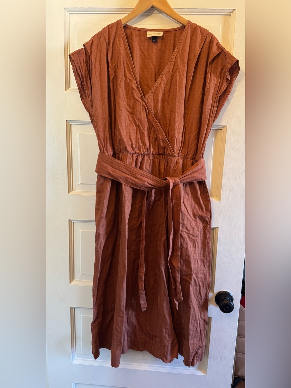 Universal Thread Rust Midi Wrap Dress with Waist Tie